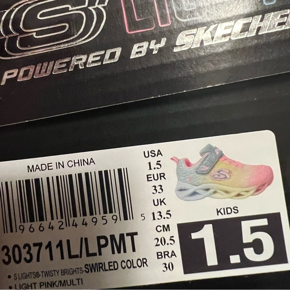 NWT Girls Sketchers Brights Swirl Colors Light-up Sneakers- hot pink/multi 1.5 - Picture 6 of 6